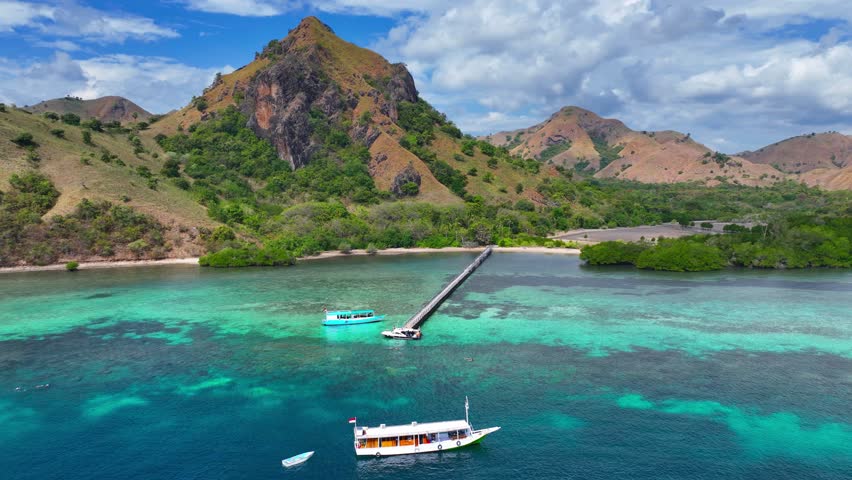 Komodo national park aerial view, Indonesia, travel in Indonesia, sailing trip in South East Asia, Padar island in Indonesia