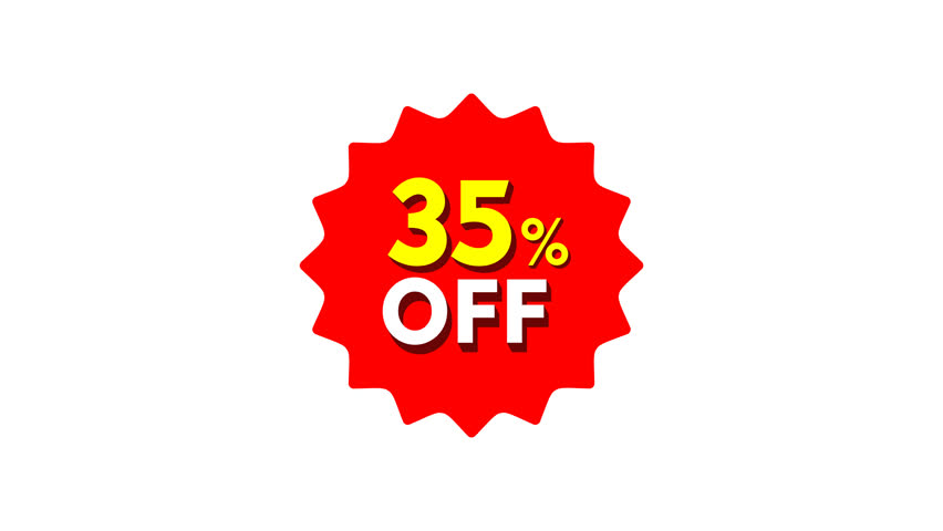 4K animation dynamic red badge label 35% off. Sales promotion animation for online marketing