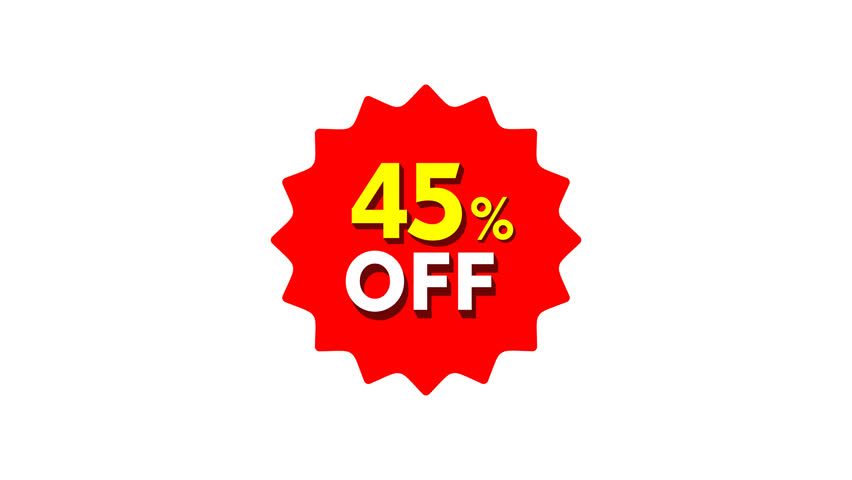 4K animation dynamic red badge label 45% off. Sales promotion animation for online marketing