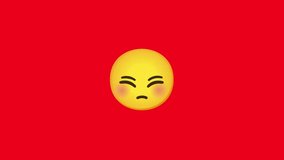 A flat design animation of a flushed face emoji on a solid red background. 2D motion graphic, minimalist vector style.

 - Powered by Shutterstock - Get 15% off with code: PIKWIZARD15