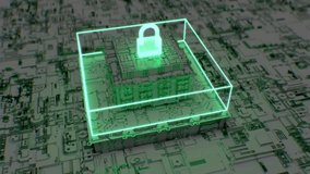 A digital animation video of a lock icon on a circuit board, representing data security, encryption, cybersecurity protection, and secure digital systems. - Powered by Shutterstock - Get 15% off with code: PIKWIZARD15