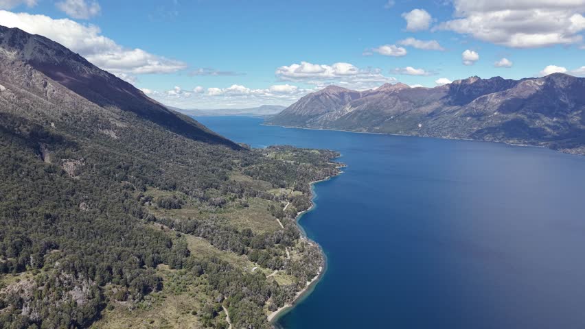 Aerial view of "Lake Huechulafquen" in Neuquen, Argentina. Lanin National Park.