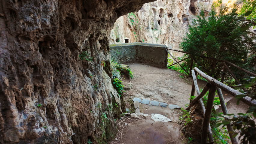 Establishing shot of the mesmerizing waterfalls in Tivoli, Lazio, Rome, Italy
