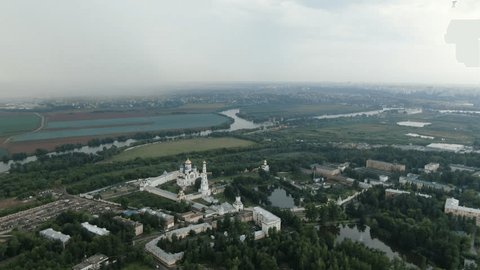 High Altitude Drone Flying Forward over River