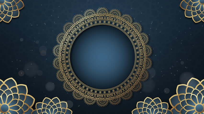 Ramadan kareem animation in blue and gold islamic design with glowing lanterns. Eid mubarak islamic animation. suitable for festive greetings and cultural celebrations.