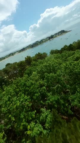 FPV flight over Plage de la Grande Salinette in Saint-Briac-sur-Mer, Brittany, France