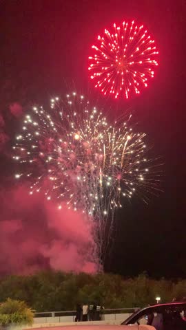 Colorful Fireworks Exploding in Night Sky Celebration