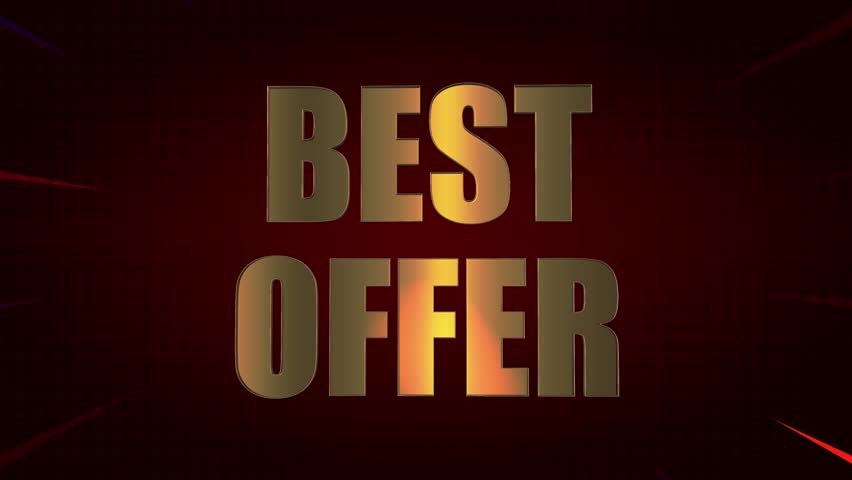 Best Offer Shiny Golden Text Animation with Neon Colorful Light Flickering and Shaking – Eye Catching Promotional Sale Typography for Advertising, Marketing Videos, Commercial Intros and Special Deals