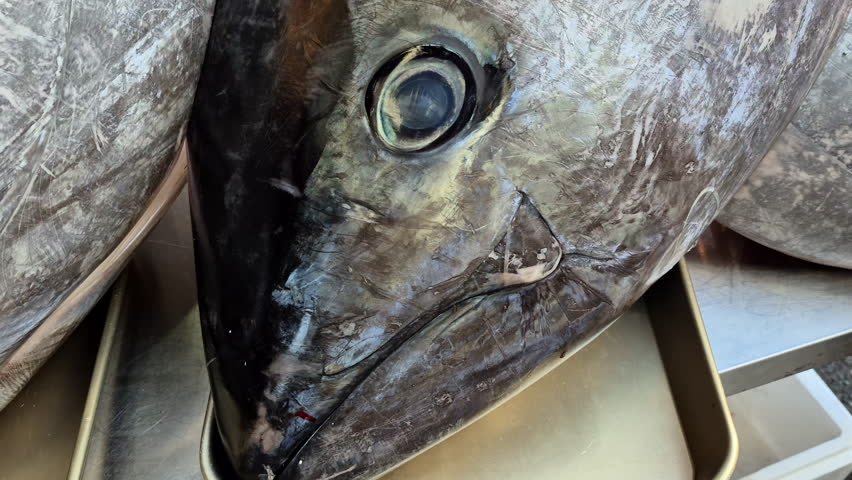 Tuna magurp fish head cut bidding from fish market expensive tuna fish 4k