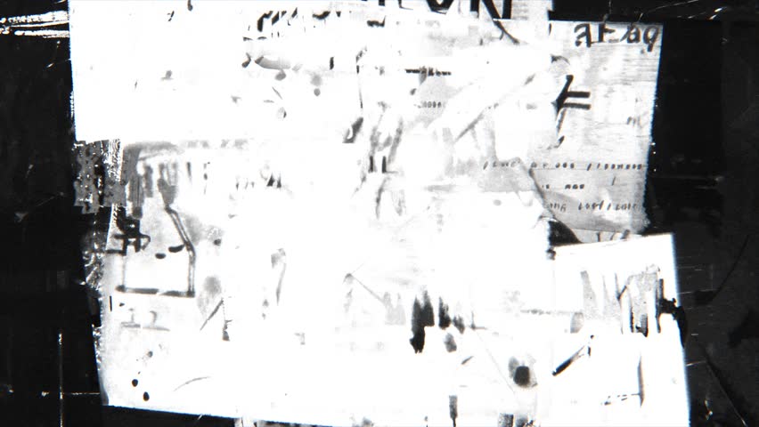 High contrast abstract face with glitch distortions, white and black paint strokes noise, fragmented form, deconstructed mask style, analog TV vibe, grainy grunge texture