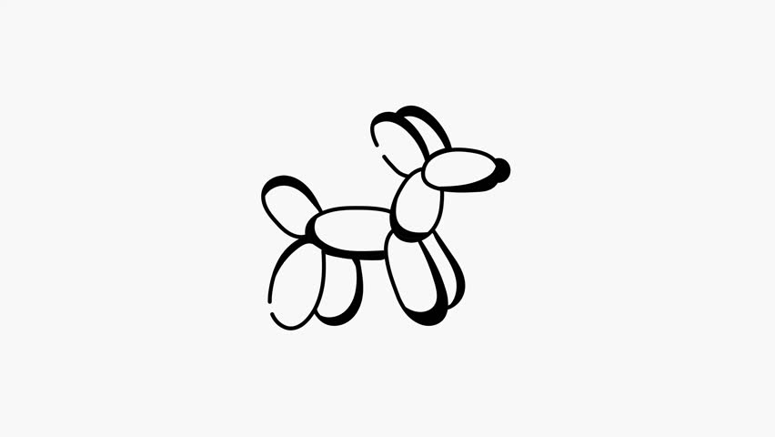 A drawing style animated icon showing a balloon dog
