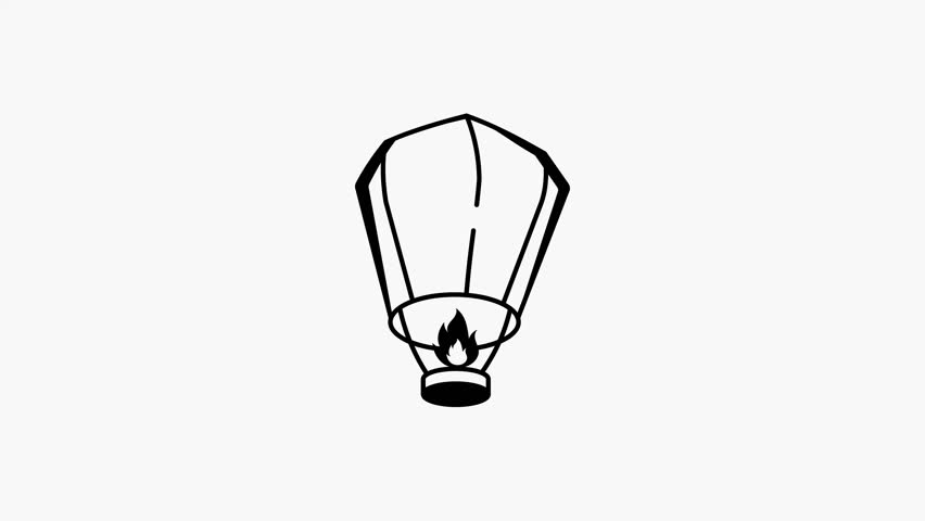 A drawing style animated icon showing a sky lantern