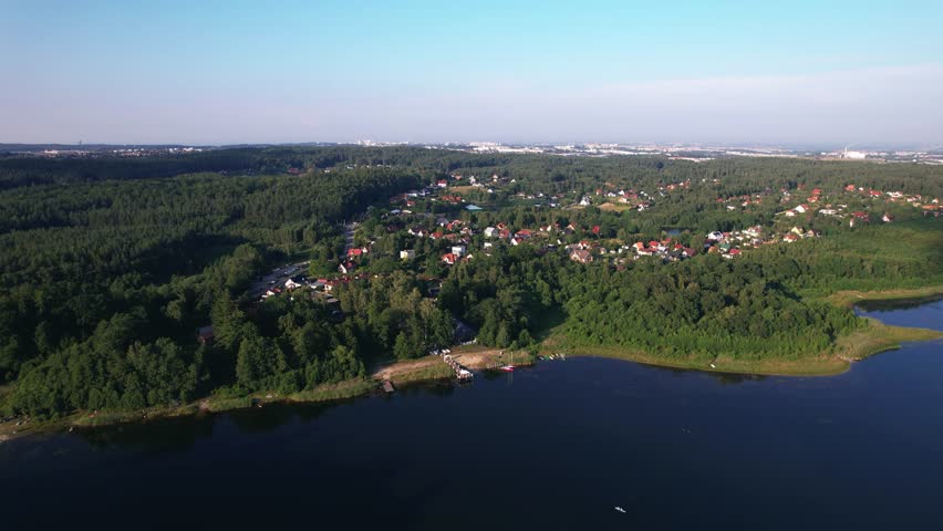 Beautiful lake and landscape in tha sunny day