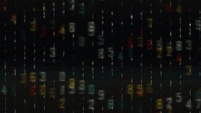 Digital Data Stream Background With Numbers And Dark Tech Feel. A moody, abstract tech background featuring scattered numbers and color highlights across a dark canvas. Perfect for finance, data, or digital concepts - Powered by Shutterstock - Get 15% off with code: PIKWIZARD15