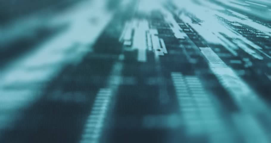 Pattern of blue lines and blocks, digital display