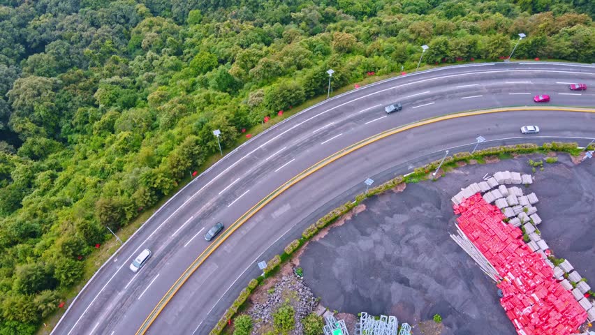 Cuernavaca Carretera ,Highway Aerial View, Mexico, Cars Driving 