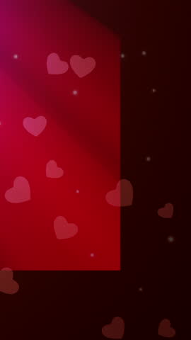 Dramatic Red Stage With Falling Hearts And Soft Sparkles, Moody Nightlife Vibe Perfect For Club Events, DJ Promos And Cinematic Overlays