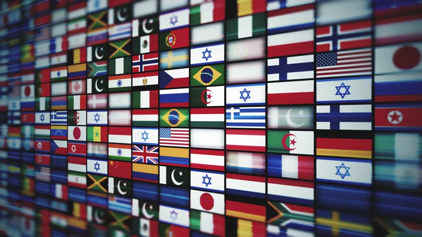 World Flags Background Animation With All Countries
Animation of a design abstract 3d background with international world flags icons mosaic shifting and speed effect along with depth of blur