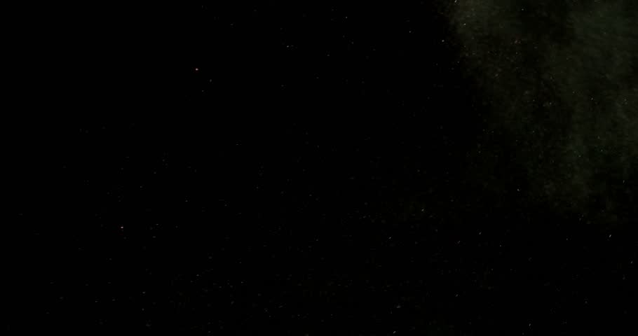 Super slow motion sandstorm and dust blizzard effect with airborne sand and fine particles, filmed at 500 fps on a high-speed camera. Isolated on black background, ideal as realistic VFX overlay.