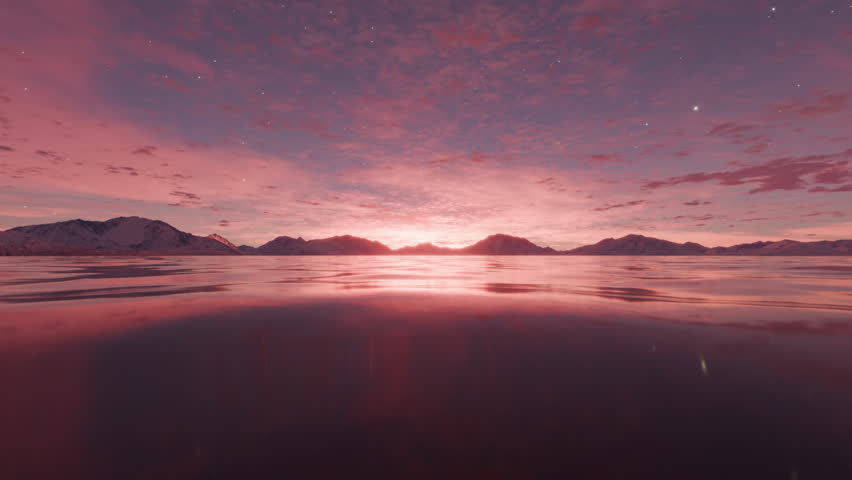 Seamless loop background of a calm, peaceful mountain lake scene. 3d animation.