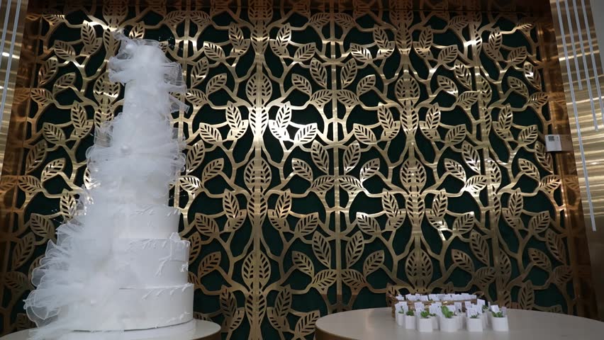 Wedding cake in a restaurant