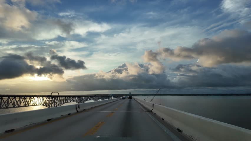 Touristic route to adventure. 4k footage. Wanderlust adventure trip. Travel road route. Sunset road way. Touristic destination route. Highway motion. Travel destination. Road in sunset