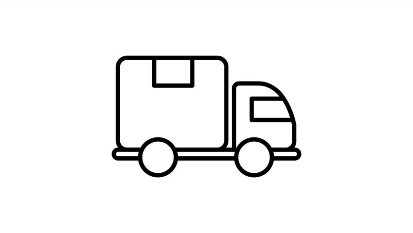 Animated delivery truck icon with a self-drawing line art effect. Ideal for shipping reveals, logistics transitions, and e-commerce UI. High-quality 4K with transparent background.