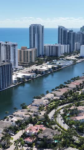 Hollywood Beach Skyline At Hollywood Beach In Florida United States. Scenic Highrise Buildings. Beautiful Skyline. Big City Landscape. Hollywood Beach Skyline In Florida United States. Urban Beach.