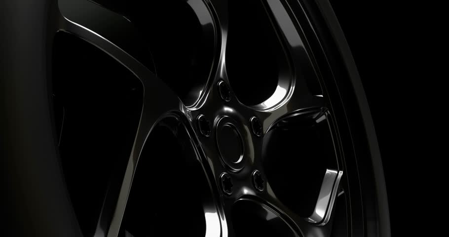 Close-up of  rotating car wheel rim