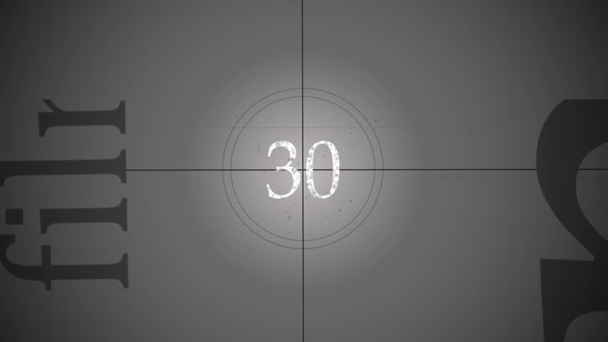 thirty second countdown, 30 to 0 seconds old film animation, with vhs and grain effects