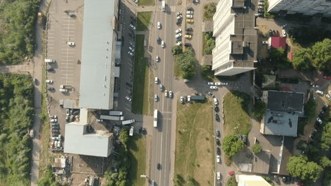 Forward Drone Flight above Urban Street