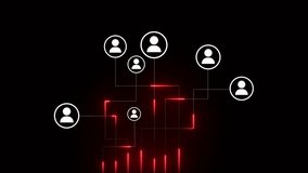 White human icons connected by glowing red neon lines on a black background, representing a digital network or social connections. Clear details and vibrant colors enhance visual appeal. - Powered by Shutterstock - Get 15% off with code: PIKWIZARD15