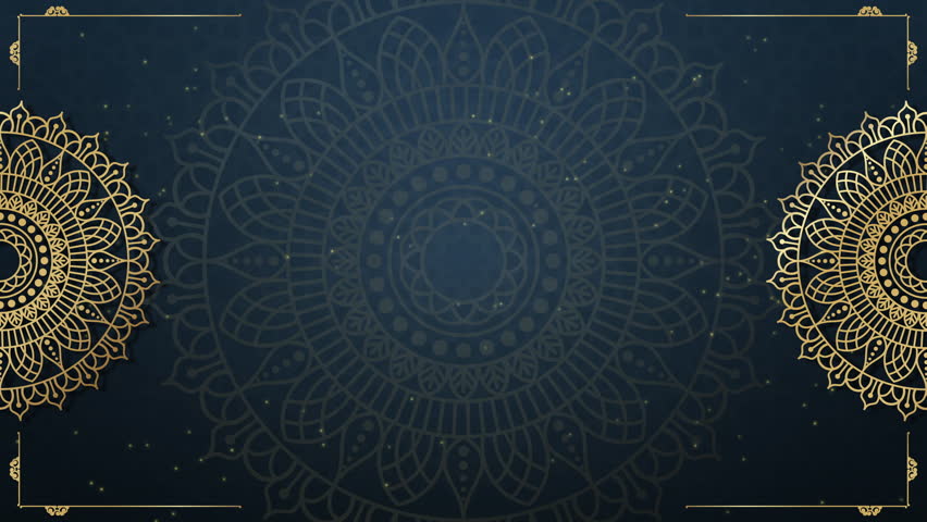 Ramadan kareem animation featuring gold mandala on dark blue background, perfect for festive social media posts and religious presentations.