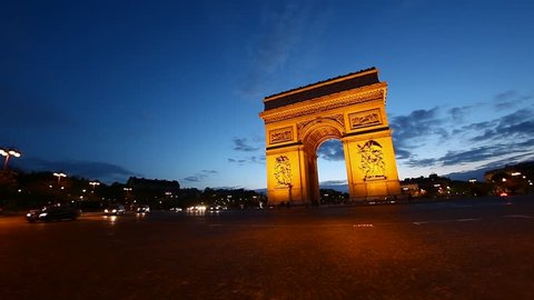 Arch of Triumph at dusk, Paris, France, 
