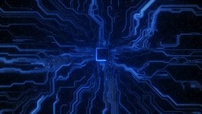 Digital Data moving Circuit Board CPU . Computer Processing data. Abstract high tech Artificial intelligence AI, data mining computer technology surface Digital Artificial Intelligence Processor Brain - Powered by Shutterstock - Get 15% off with code: PIKWIZARD15