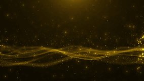 Golden Particles Moving Background. Golden particles and sparkles. Christmas gold glitters. energy flying wave line with flash lights. Particle dust flickering glitter flare awards - Powered by Shutterstock - Get 15% off with code: PIKWIZARD15