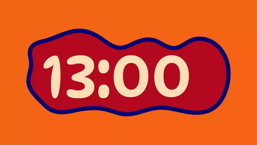 Countdown digital timer from 13 minute to 12 minute on orange background suitable for creative projects, presentations, and time management visual