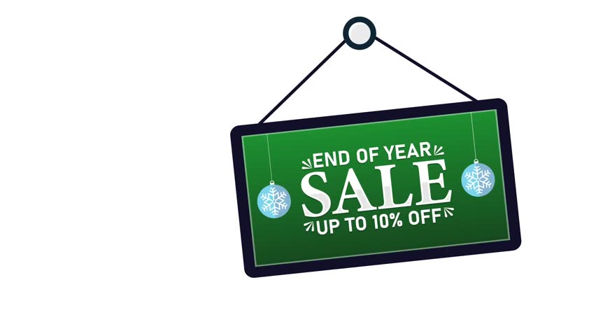 End of Year Sale Up to 10% Off Discount Promotion. 4K animation background footage for Christmas and Happy New Year, Holidays 