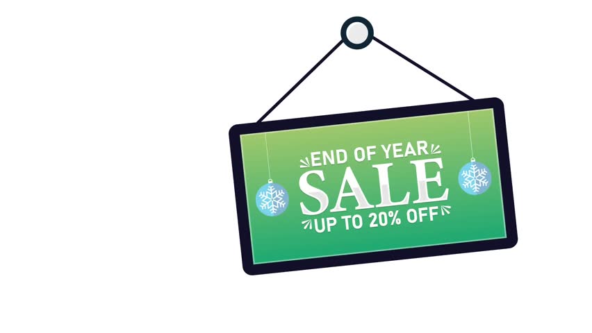 End of Year Sale Up to 20% Off Discount Promotion. 4K animation background footage for Christmas and Happy New Year, Holidays 