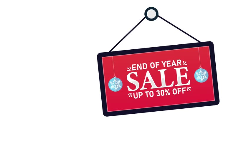 End of Year Sale Up to 30% Off Discount Promotion. 4K animation background footage for Christmas and Happy New Year, Holidays 