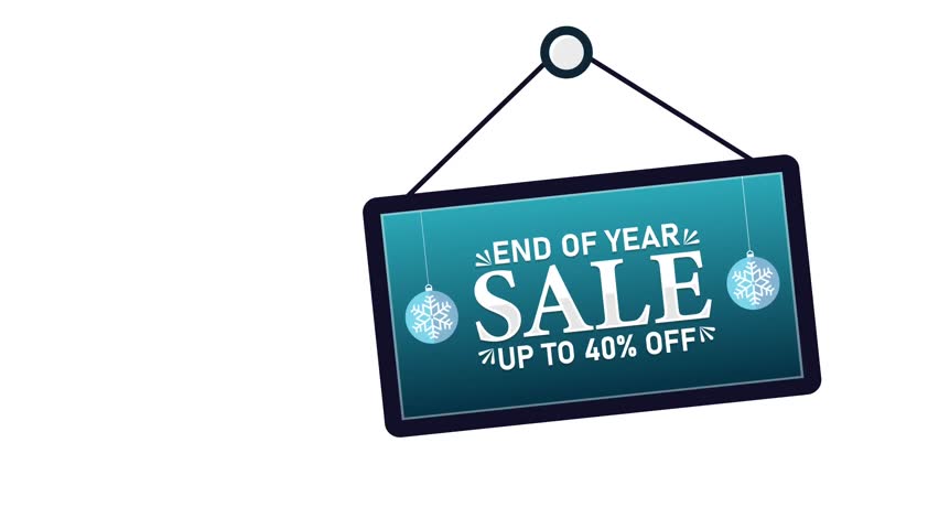 End of Year Sale Up to 40% Off Discount Promotion. 4K animation background footage for Christmas and Happy New Year, Holidays 