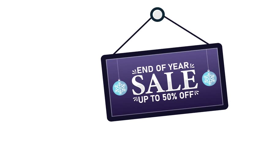 End of Year Sale Up to 50% Off Discount Promotion. 4K animation background footage for Christmas and Happy New Year, Holidays 