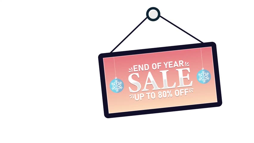 End of Year Sale Up to 80% Off Discount Promotion. 4K animation background footage for Christmas and Happy New Year, Holidays 