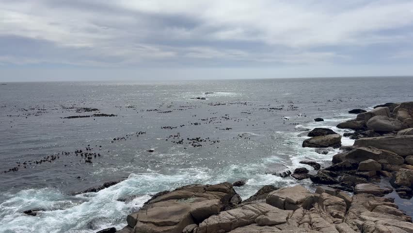Coastal rocky outcrop on the shoreline of Sea Point in Cape Town, South Africa