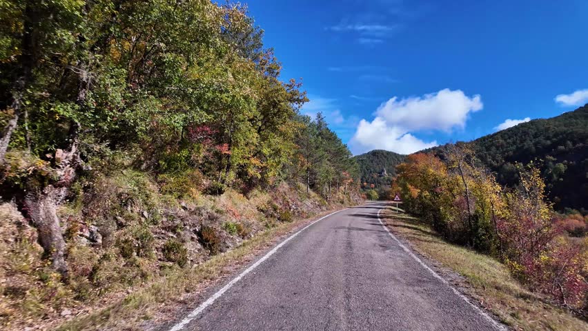 Driving through the Anso Valley, Valles Occidentales Natural Park in the Pyrenees, Aragon, Spain in Europe