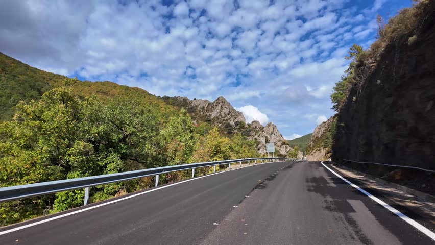 Driving through the Anso Valley, Valles Occidentales Natural Park in the Pyrenees, Aragon, Spain in Europe