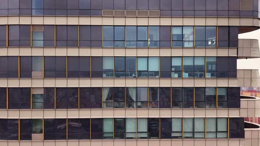 Aerial drone view of modern Istanbul featuring high rise office and residential buildings in Atasehir district. Dense urban development, highways and contemporary architecture of Turkey major business and residential area.
