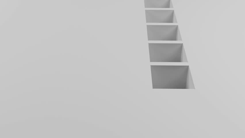 3D minimal animation of a white cube rotating and moving forward as it aligns and fits into a square hole. Clean abstract loop with subtle camera motion, concept of precision, logic, and problem solving.