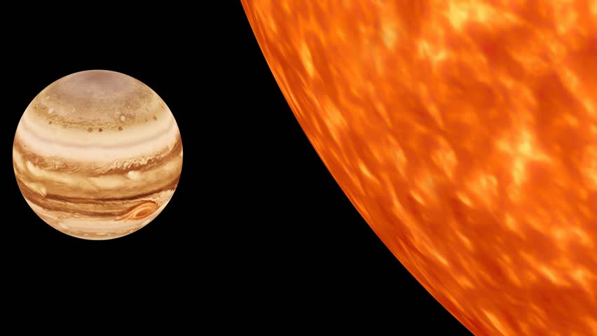 Comparison of the Sun and Jupiter. 3d Animation work.