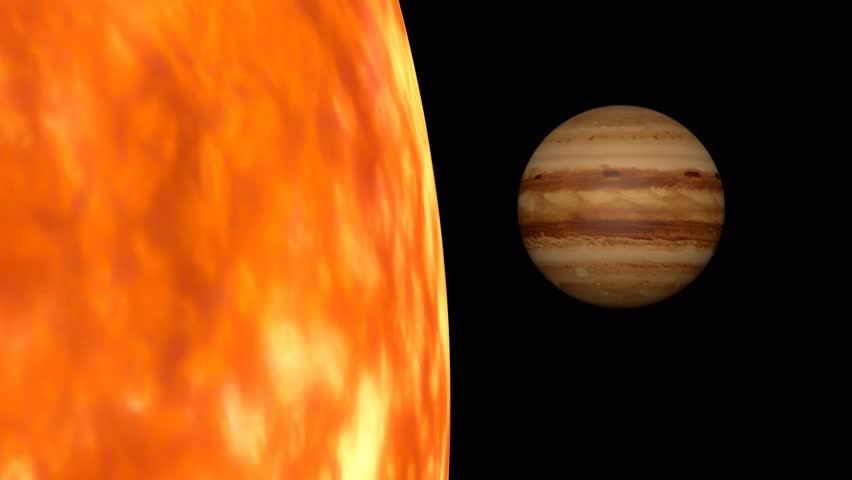 Comparison of the Sun and Jupiter. 3d Animation work.
